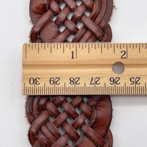 FOSSIL Belt Men’s Large Brown Genuine Leather Braided Waistband Made in China - Picture 13 of 15